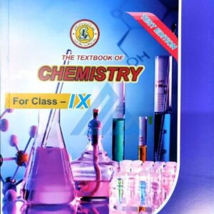 "Front cover of the Class IX Chemistry textbook by Sindh Textbook Board, featuring laboratory glassware, chemical apparatus, and a blue–purple background."