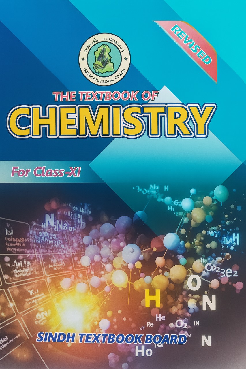 “The Textbook of Chemistry for Class XI by Sindh Textbook Board – revised edition with molecular structure graphics on the cover.”