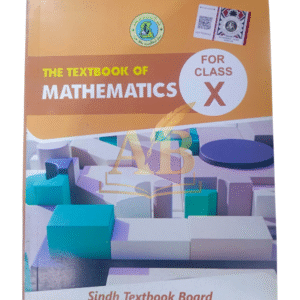 "Cover of the Sindh Textbook Board Mathematics Textbook for Class X, featuring geometric 3D shapes in teal and purple tones."